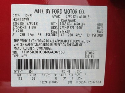 2022 Ford Explorer Platinum 4WD