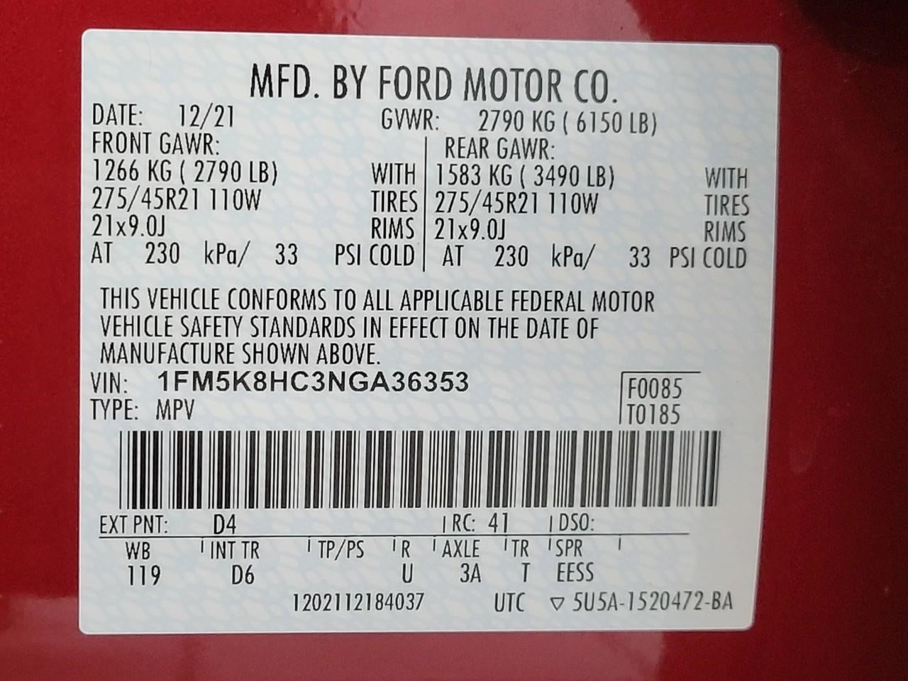 2022 Ford Explorer Platinum 4WD