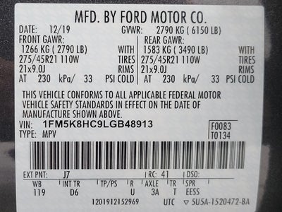 2020 Ford Explorer Platinum 4WD