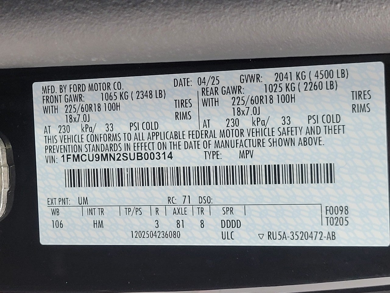 2025 Ford Escape ST-Line AWD