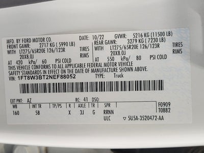 2022 Ford Super Duty F-350 SRW LARIAT 4WD Crew Cab 6.75' Box