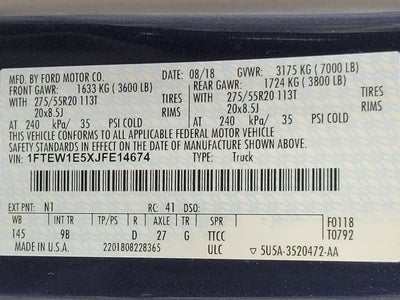 2018 Ford F-150 Platinum 4WD SuperCrew 5.5' Box