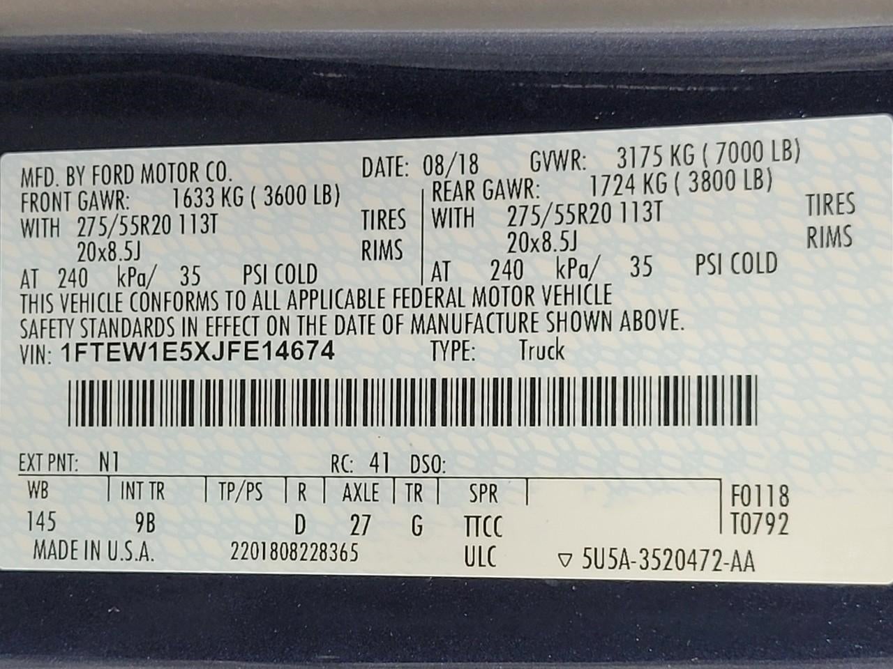 2018 Ford F-150 Platinum 4WD SuperCrew 5.5' Box