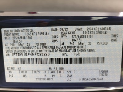 2022 Ford F-150 XLT 4WD SuperCrew 5.5' Box