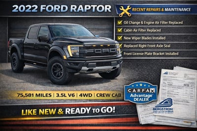 2022 Ford F-150 RAPTOR 4WD SUPERCREW 5.5' BOX ** 801A ** 37 PERFORMANCE PACKAGE ** MOONROOF & TAILGATE **