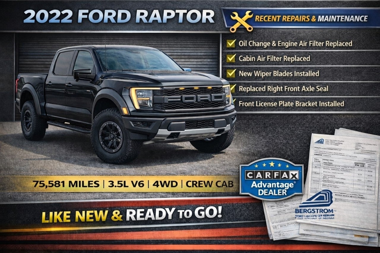 2022 Ford F-150 RAPTOR 4WD SUPERCREW 5.5' BOX ** 801A ** 37 PERFORMANCE PACKAGE ** MOONROOF & TAILGATE **