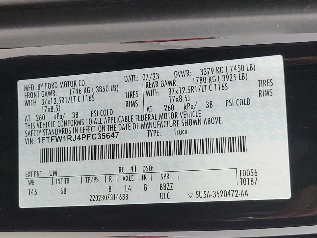 2023 Ford F-150 RAPTOR R 4WD SUPERCREW 5.5' BOX