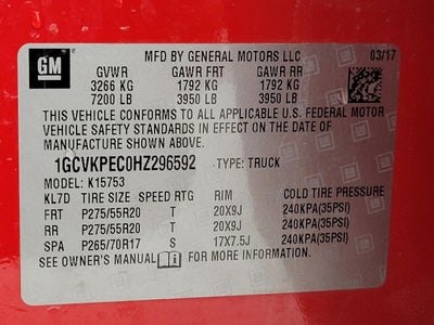 2017 Chevrolet Silverado 1500 4WD Double Cab 143.5 Custom