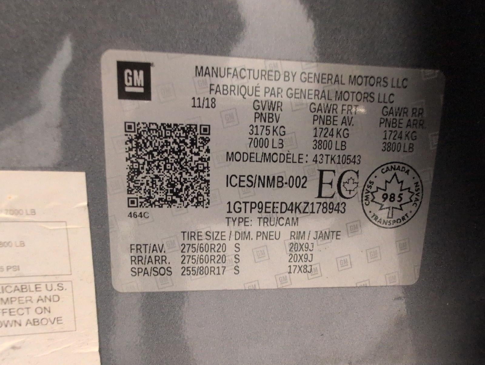 2019 GMC Sierra 1500 4WD Crew Cab 147 AT4