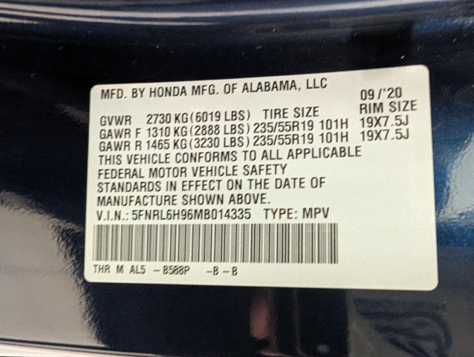 2021 Honda Odyssey Elite Auto
