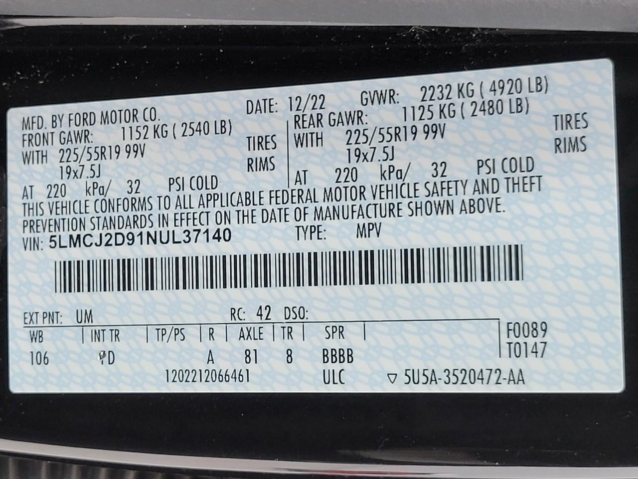 2022 Lincoln Corsair Reserve AWD