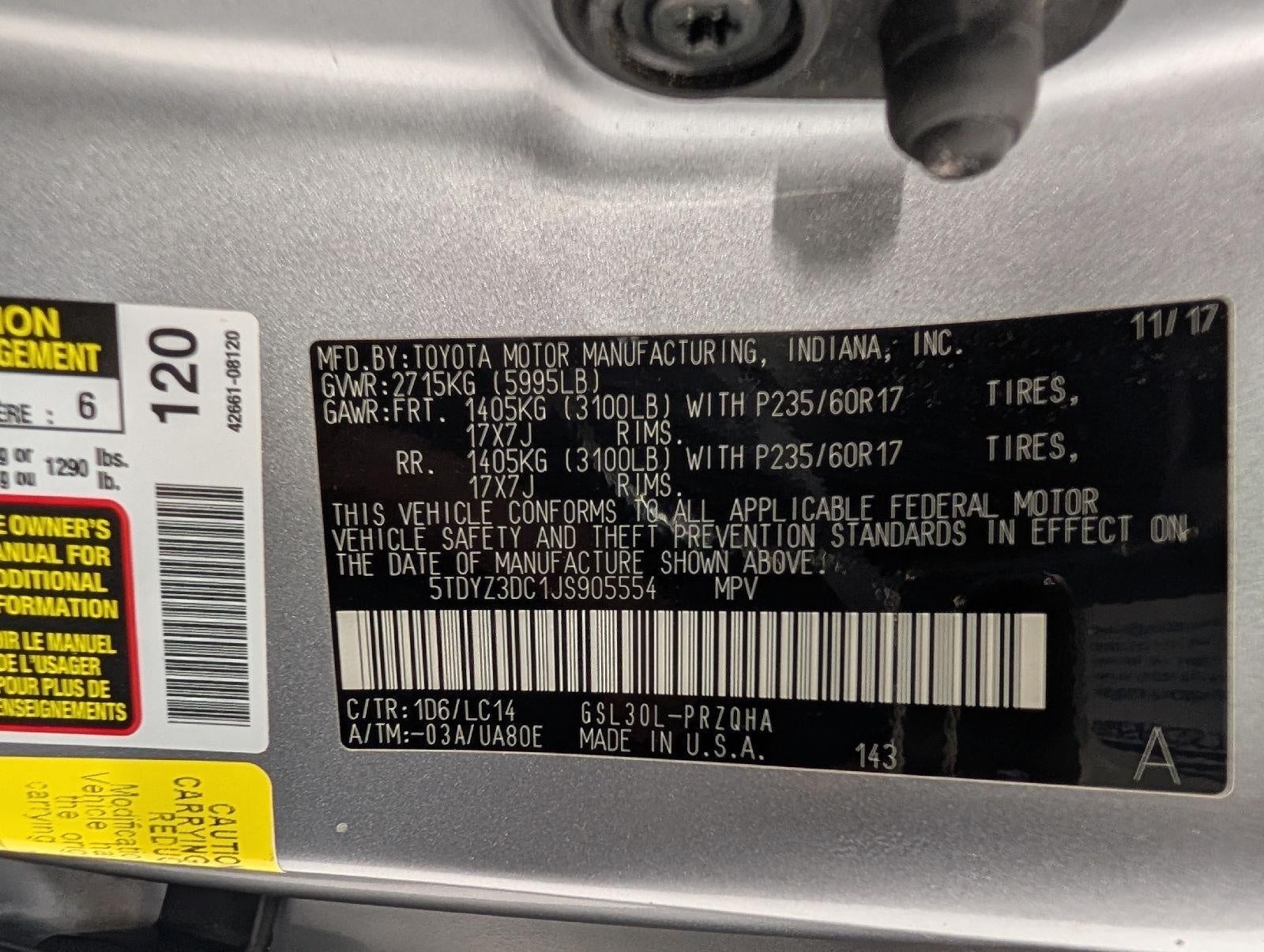 2018 Toyota Sienna XLE FWD 8-Passenger