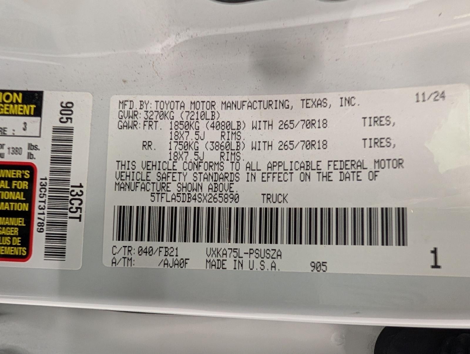 2025 Toyota Tundra 4WD SR5 CrewMax 5.5' Bed