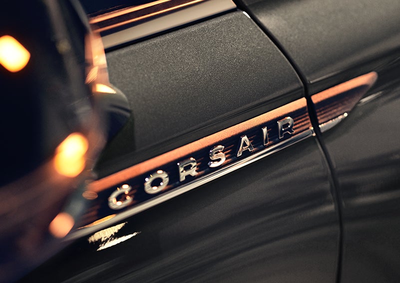The stylish chrome badge reading “CORSAIR” is shown on the exterior of the vehicle. | Bergstrom Lincoln of Neenah in Neenah WI