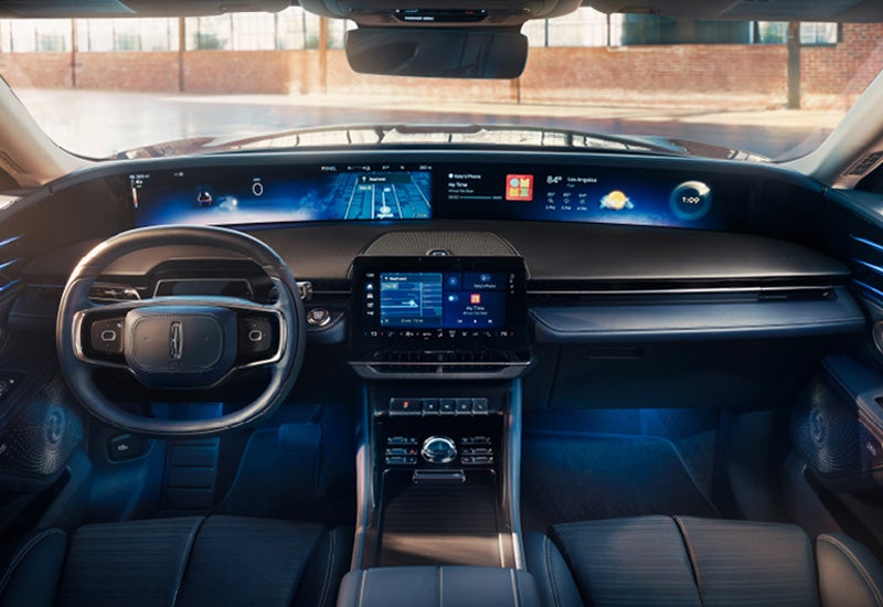 A large panoramic display is shown on the dashboard of a 2024 Lincoln Nautilus® SUV | Bergstrom Lincoln of Neenah in Neenah WI