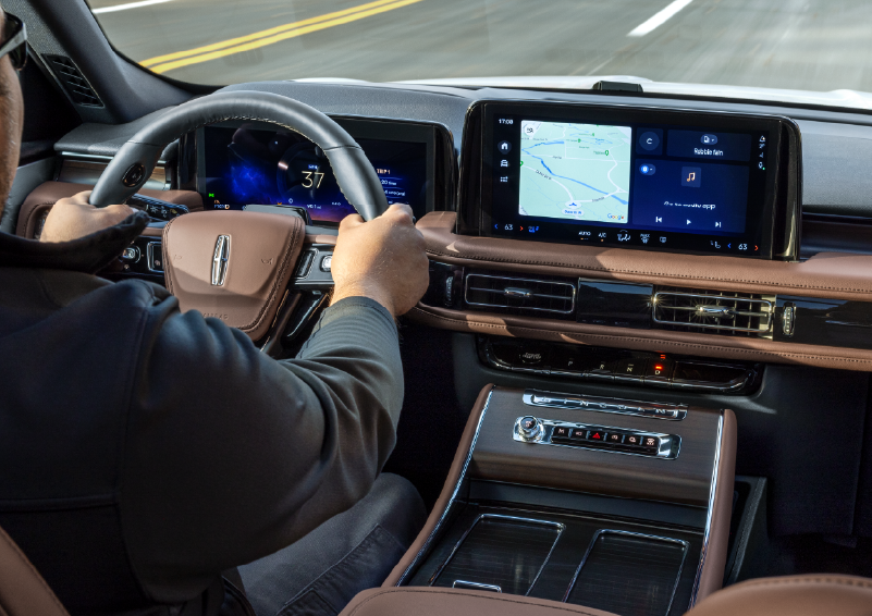 A person is driving a 2025 Lincoln Aviator® SUV from inside the cabin. | Bergstrom Lincoln of Neenah in Neenah WI