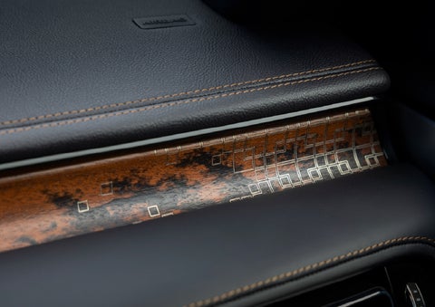 A close-up shot of the 2026 Lincoln Aviator® dashboard with unique black and brown accents and brown stitching | Bergstrom Lincoln of Neenah in Neenah WI